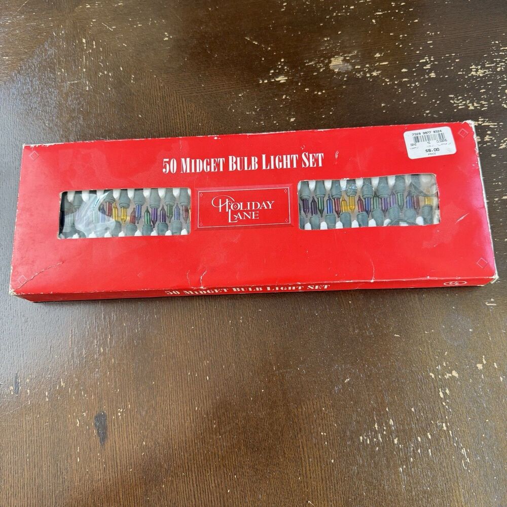 Vintage Christmas Lights 1995 Holiday Lane 50 Midget Bulb Set Unused Tested